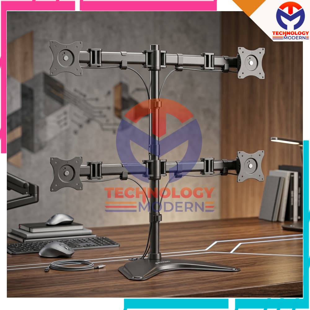 Bracket Standing On Table adjustable Untuk 4 Monitor Tambahan (Cocok Untuk Mode Video Wall 2x2)