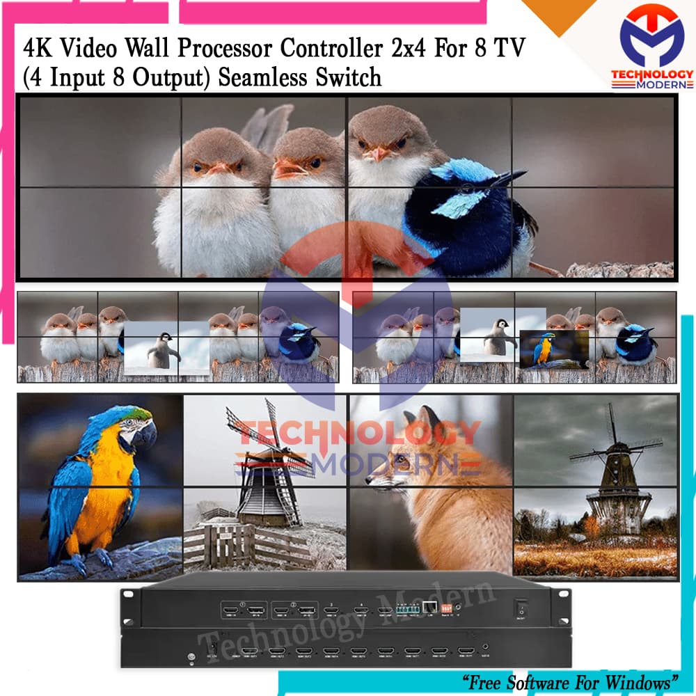 Paket 4K Video Wall 2x4 Splicing Screen Use Smart TV 55 Inch (Free Biaya Pemasangan) Paket Complete 2