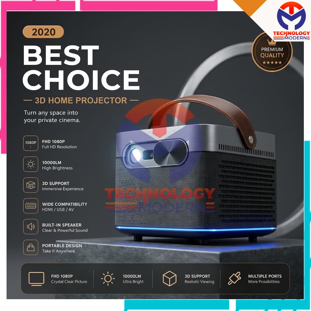 Smart Mini Proyektor Portable 4/16 GB Auto Focus Support Bluetooth & Dual Wifi Original 2