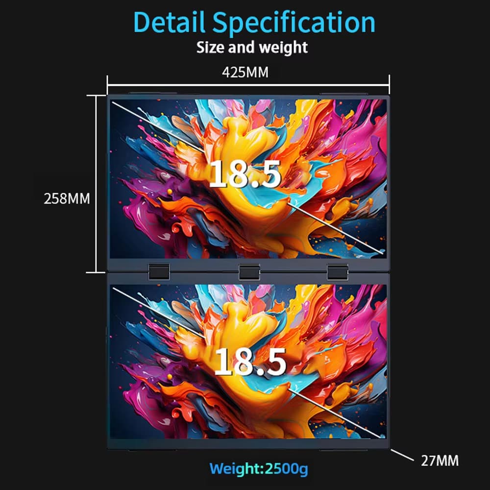 Triple Monitor Portable 18.5 Inch 120Hz Extend Display with 360º Flip Windows & Mac Support Surface Phone Xbox PS5 5
