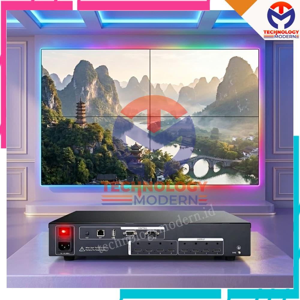 4K60 HDMI Video Matrix 4x4 (4 Input 4 Output) Built In Video Wall Controller 2x2, Multiviewer 4x1 Control WEB Based 4