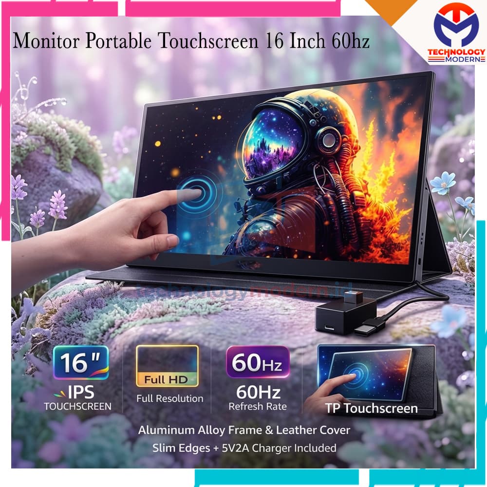 HDMI Monitor Portabel 16 Inch Touchscreen 1080p60hz Support Dual Speaker