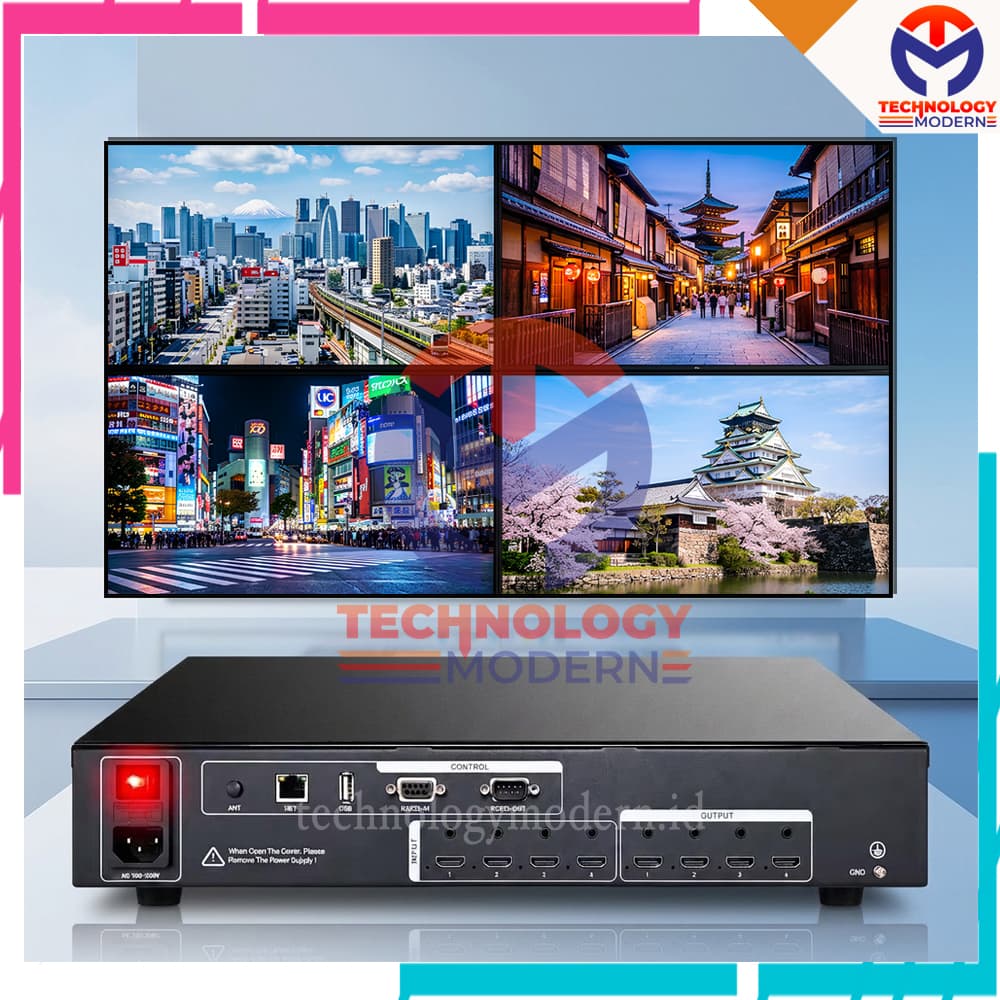 4K60 HDMI Video Matrix 4x4 (4 Input 4 Output) Built In Video Wall Controller 2x2, Multiviewer 4x1 Control WEB Based 3