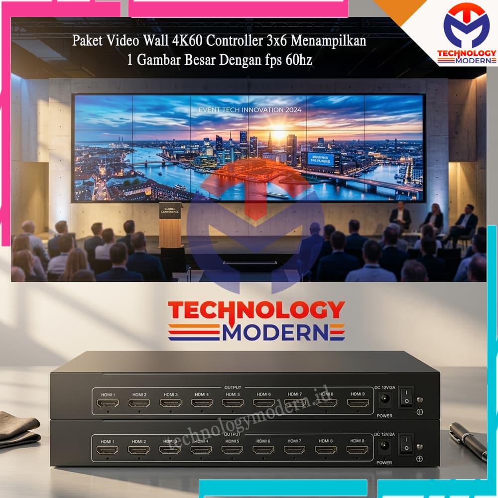 4K HDMI Video Wall Controller 3x6 Untuk 18 TV (Menampilkan 1 Gambar Besar) Support Cascading 2