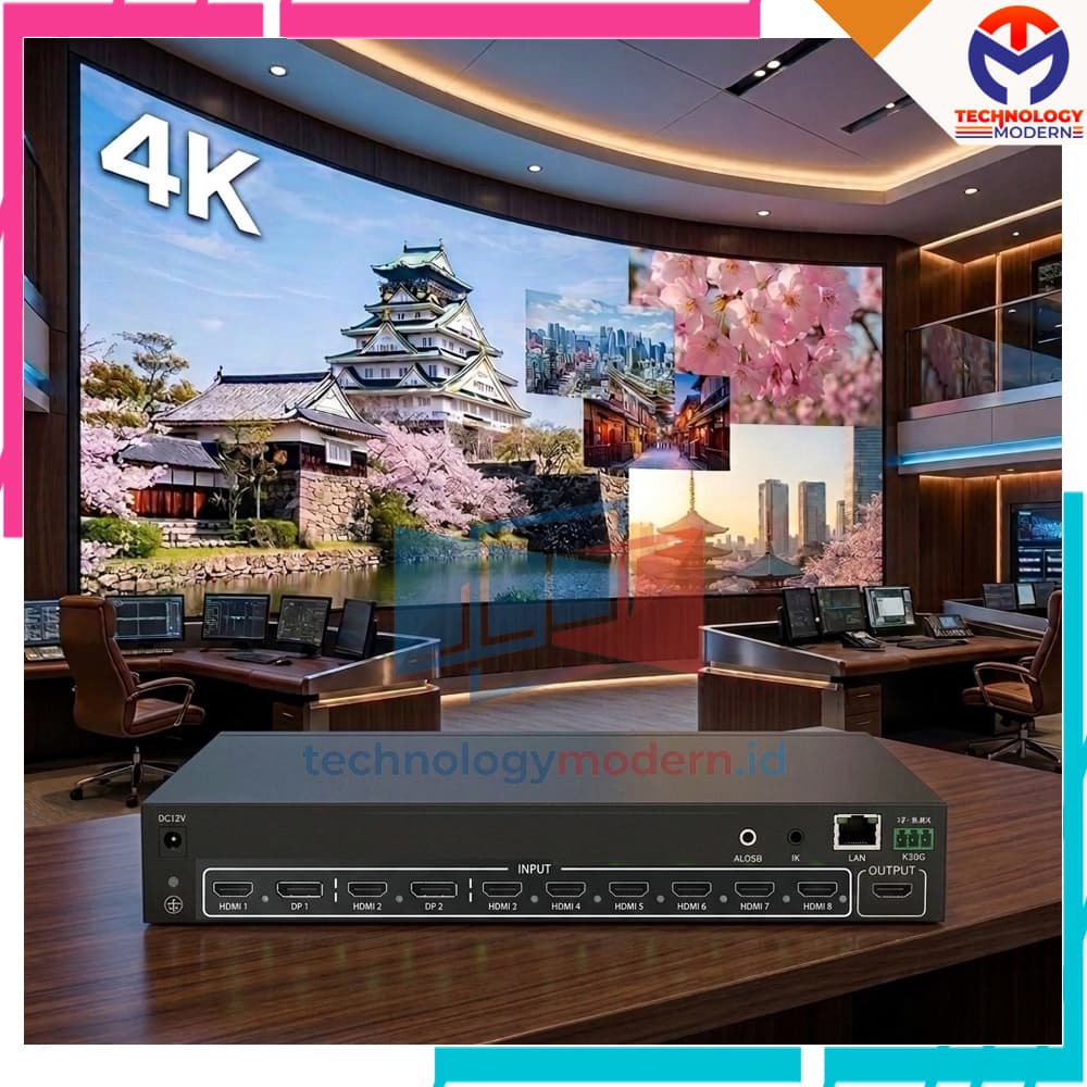 4K HDMI 2.0 Video Processor Multiview 8x1 (8 Input 1 Output) For Video Wall & Videotron Kombinasi Support Custom Layout & WEB Control 3