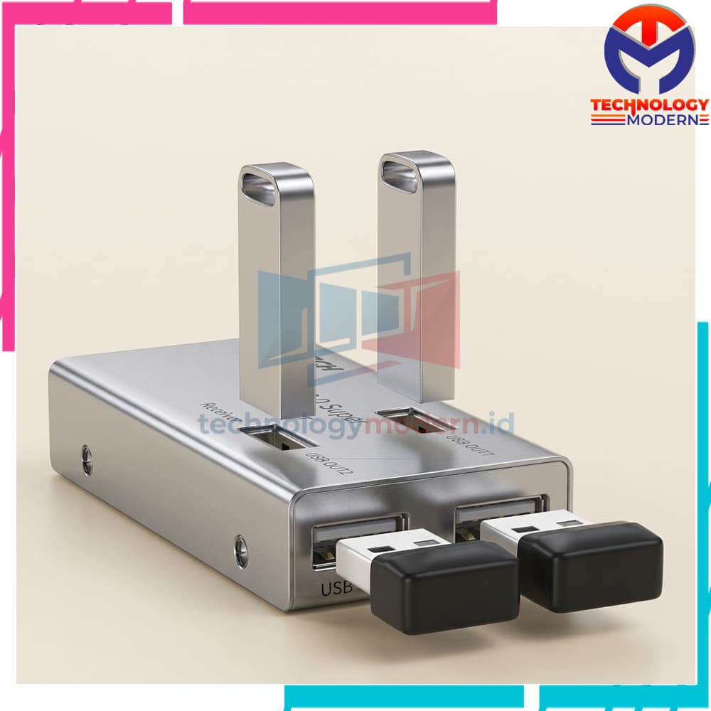 USB Extender Splitter 4 Port Over UTP LAN CAT5E/6 Up to 100 Meter Support Printer CCTV Mouse Keyboard 2
