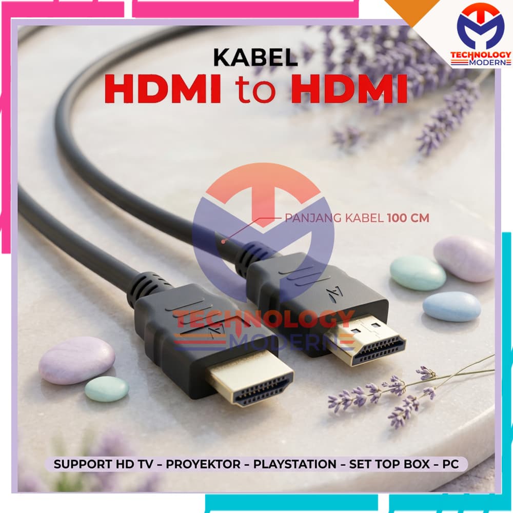 Kabel HDMI Male to Male 1 Meter Support TV Proyektor Set Top Box Play Station PC Original 2