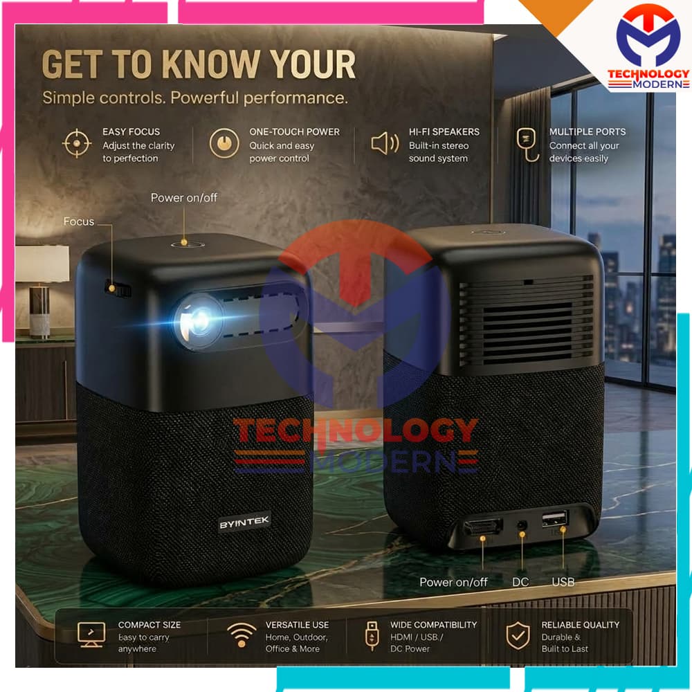 Smart Proyektor Mini Portable Android 9.0 Built In Speaker & Support Bluetooth - Wifi 4