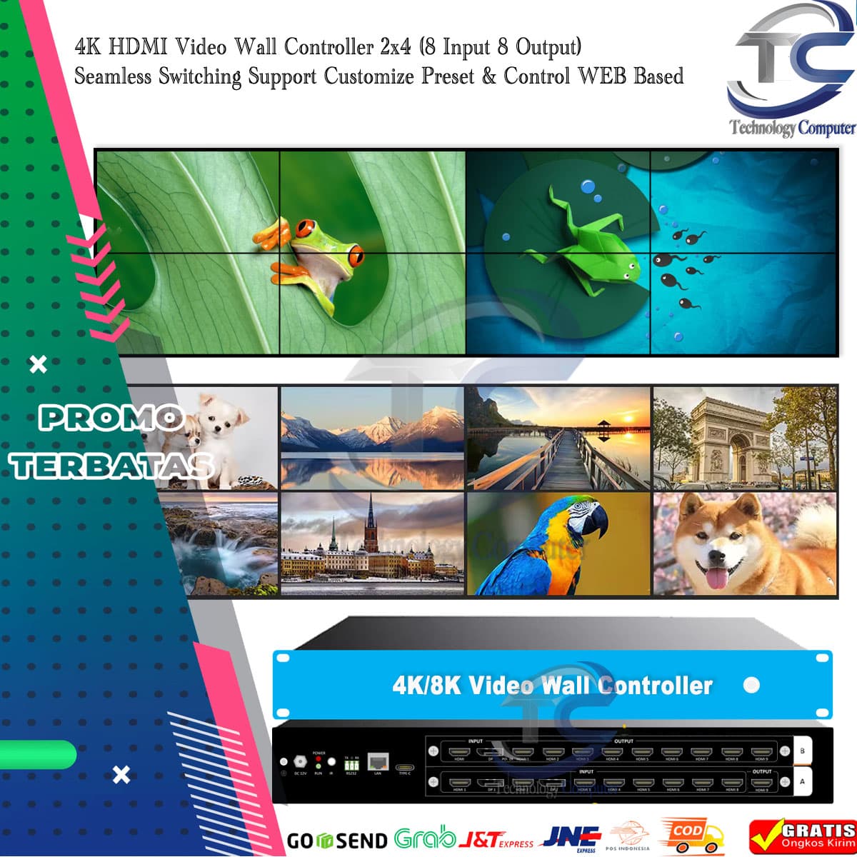 Paket 4K Video Wall 2x4 Splicing Screen Use Smart TV 55 Inch (Free Biaya Pemasangan) Paket Complete 3