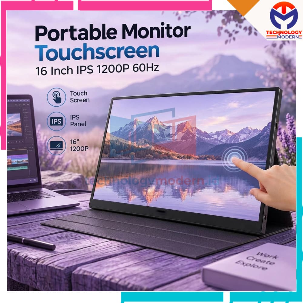 HDMI Monitor Portabel 16 Inch Touchscreen 1080p60hz Support Dual Speaker 3