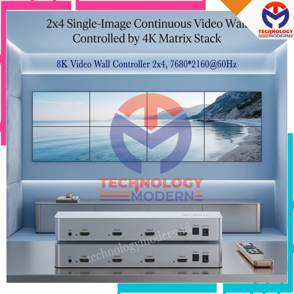 8K HDMI Video Wall Controller 4x2 2x4 Untuk 8 Monitor (Menampilkan 1 Gambar Besar) No Stretching Image with Refresh Rate 60Hz 2
