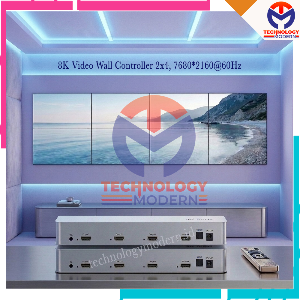 8K HDMI Video Wall Controller 4x2 2x4 Untuk 8 Monitor (Menampilkan 1 Gambar Besar) No Stretching Image with Refresh Rate 60Hz