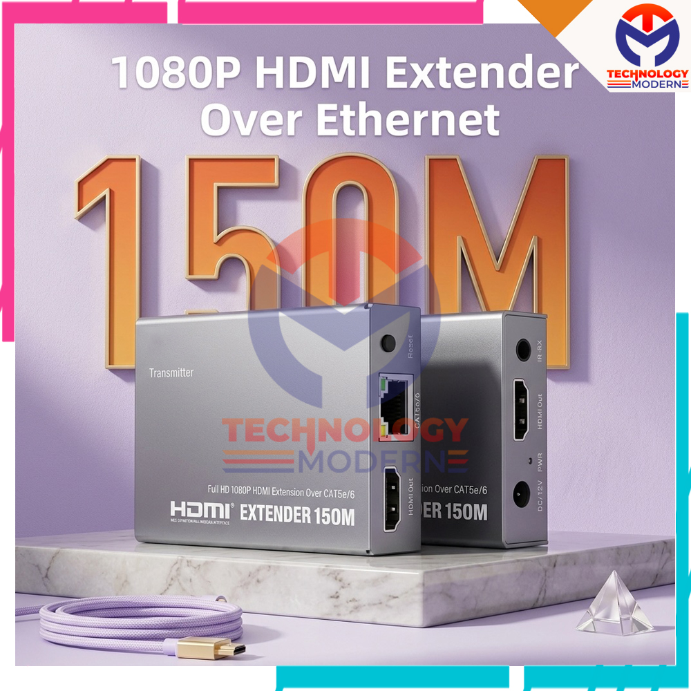 HDMI Super Extender Transmitter & Receiver 150 Meter Over UTP LAN Support Audio & Loop Out