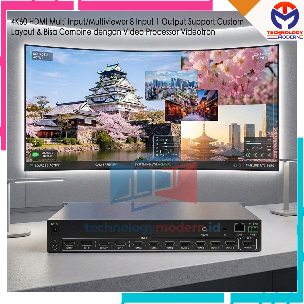 4K HDMI 2.0 Video Processor Multiview 8x1 (8 Input 1 Output) For Video Wall & Videotron Kombinasi Support Custom Layout & WEB Control